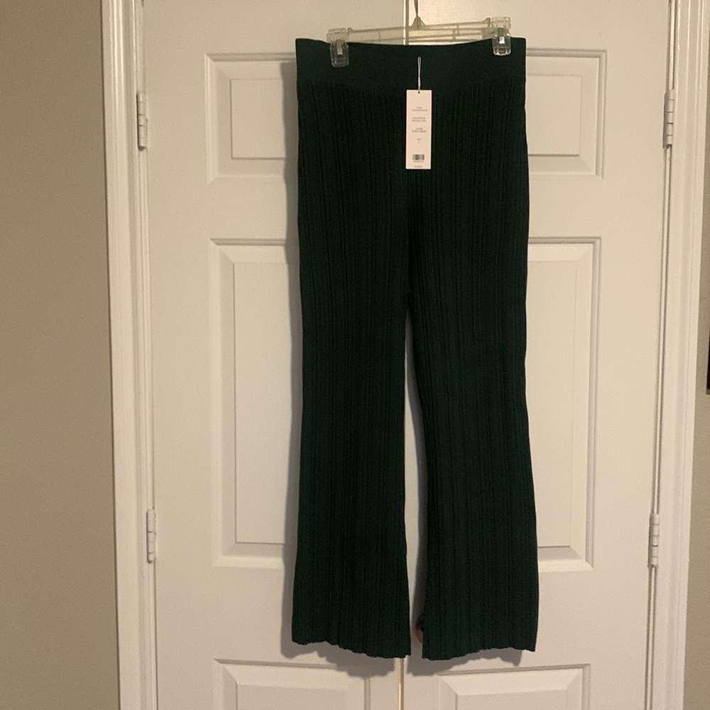 Emerald green elastic waist pants